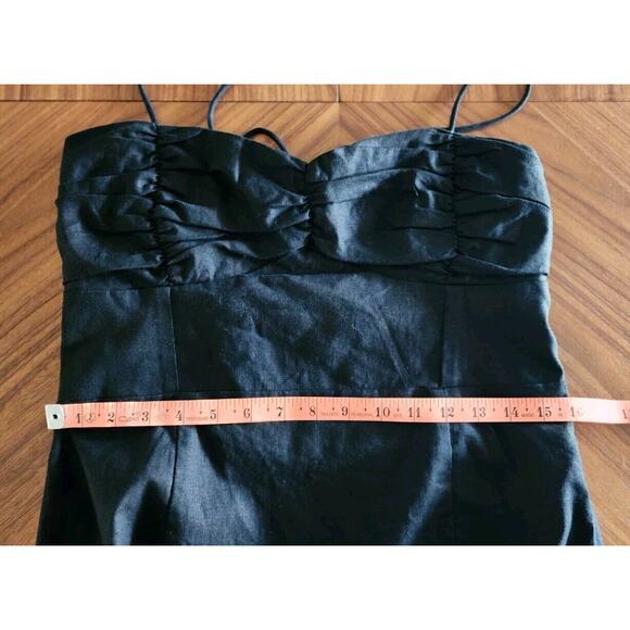 ZARA Linen Blend Strappy Keyhole Back Midi Dress in Black WOMEN'S XL - Picture 10 of 11